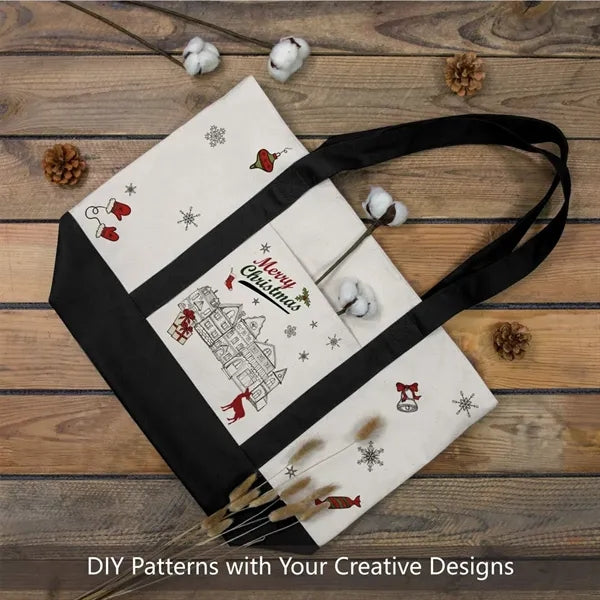 Canvas Tote Bag with External Pocket