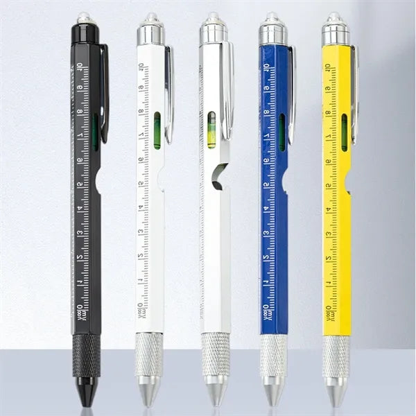 Multi-Functional 7-in-1 LED Light Pen with Ruler Screwdriver