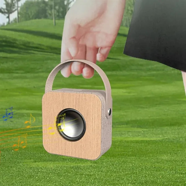 Portable Wooden Bluetooth Speaker with Carry Handle