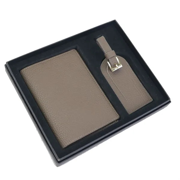 Leather Passport Cover Luggage Tag Set