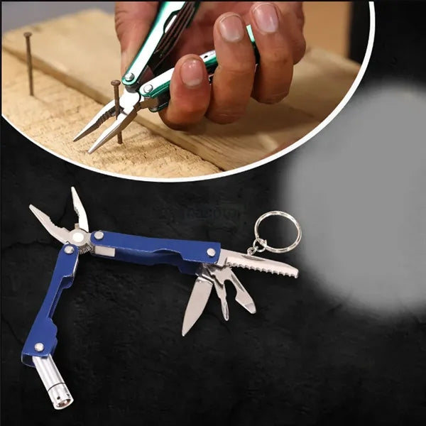 Folding Multi Tool Pliers with LED Light Keychain