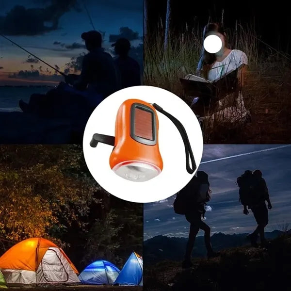 Hand Crank LED Flashlight with Solar Panel