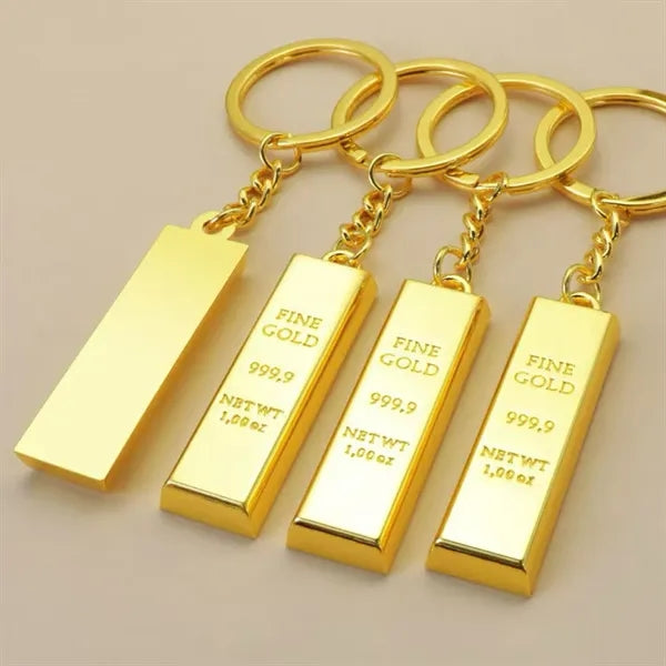 Custom Gold Bar Keychain Metal Pendant Souvenir Keyring