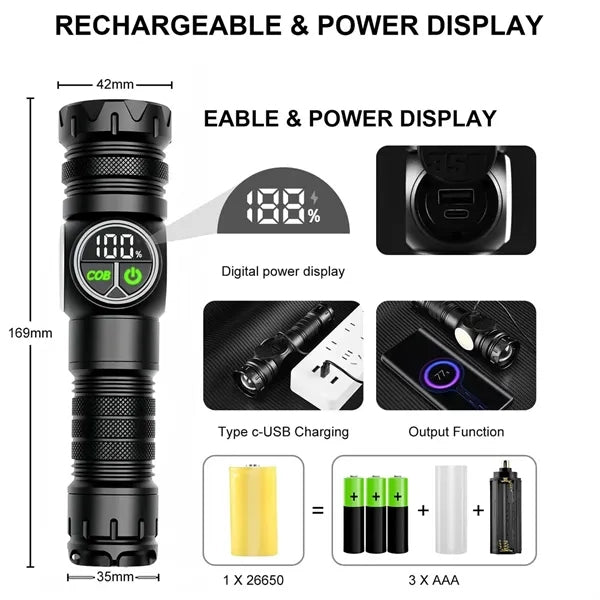 Multifunctional LED Magnetic Waterproof Flashlight