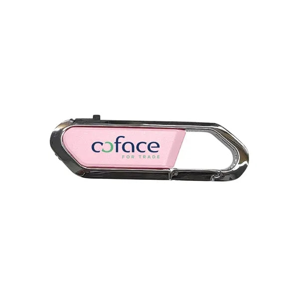 Carabiner USB Drive With Metal Rim And Capless Push/Retract