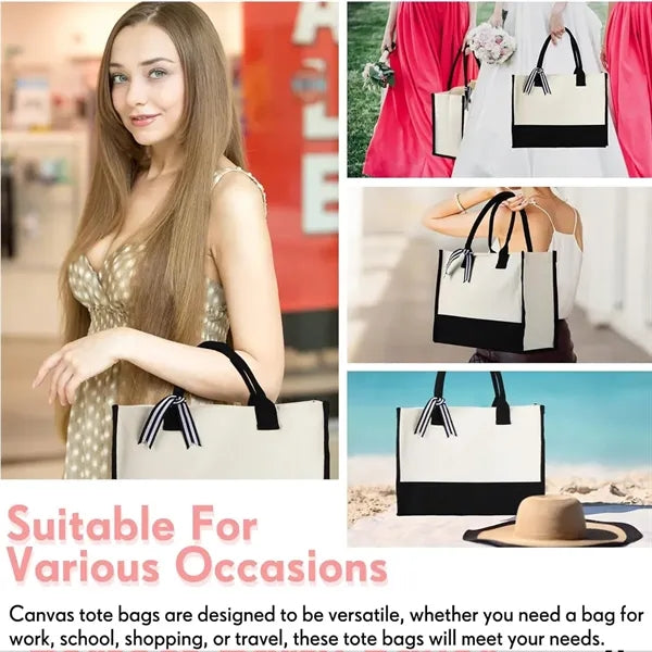 Custom Initial Canvas Beach Tote Bag