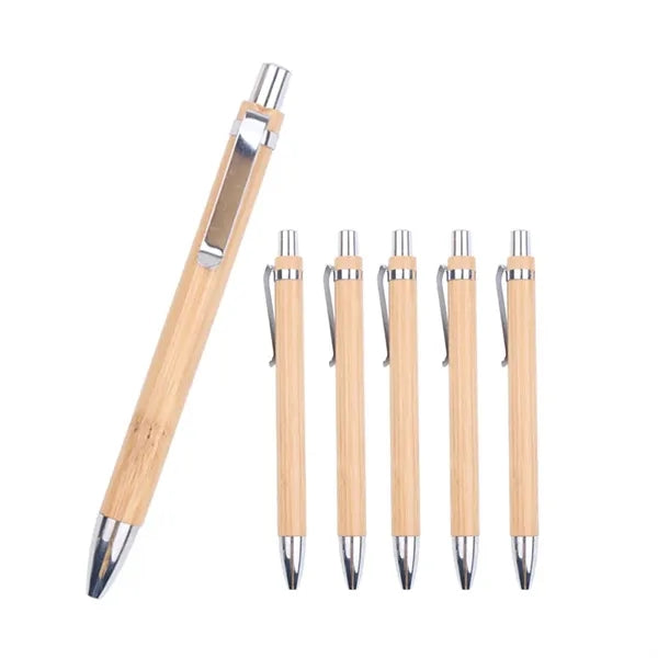 Bamboo Wooden Handle Ballpoint Pen Office Supplies Set