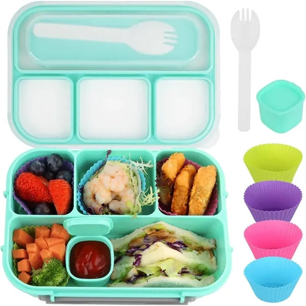 Bento Lunch Box With 4 Compartments With Sauce Cup