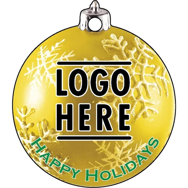 1/4" Recycled Wood Ornaments-Bulb 3 - Snowflake2 - Yellow