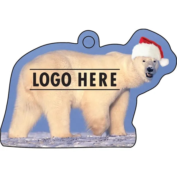 1/4" Recycled Wood Ornaments-Polar Bear w/ Santa Hat