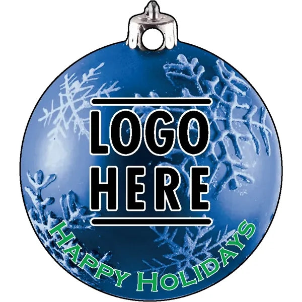 1/4" Recycled Wood Ornaments-Bulb 3 - Snowflake2 - Blue