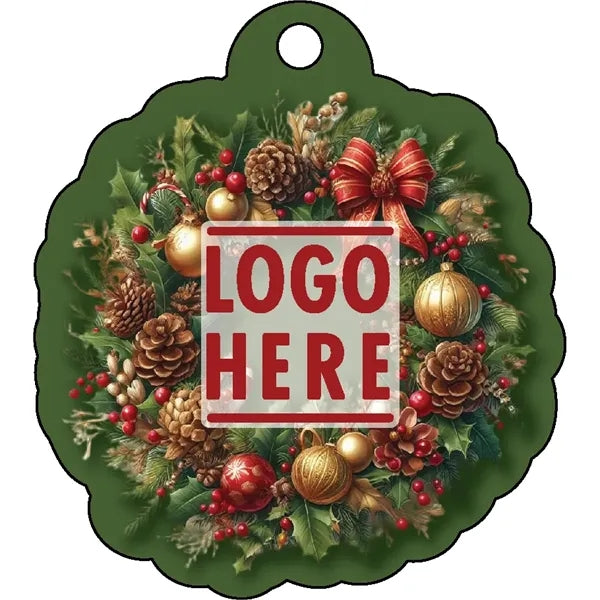 1/4" Recycled Wood Ornaments-Wreath with Pine Cones