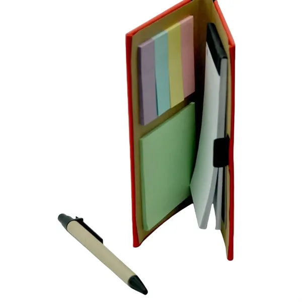 Recycled Solar Calculator with pen, notepad and flags