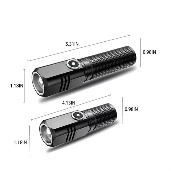 High Performance LED Zoom Strong Light Non-Slip Flashlight