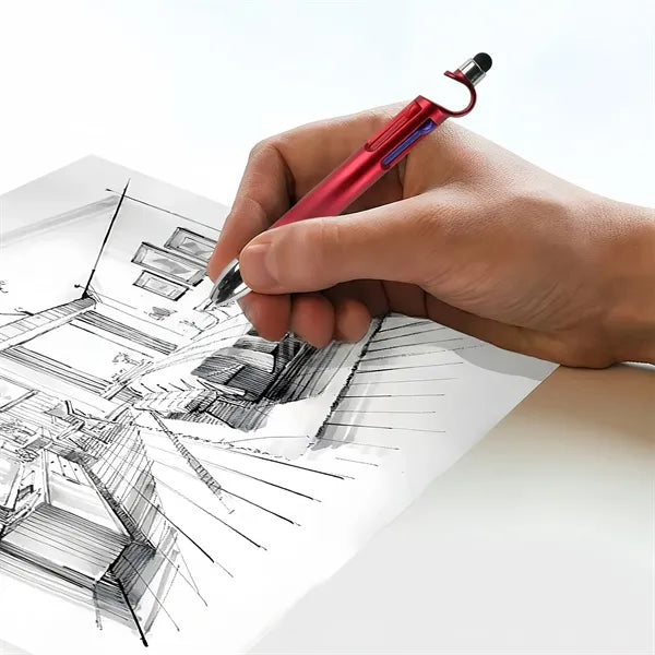 Multifunction 4 in 1 Pen with Stylus Stand Logo Print