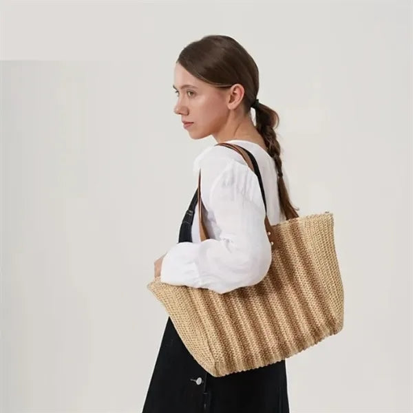 Handmade Woven Striped Tote Bag