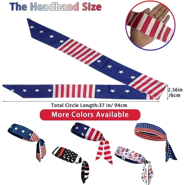 American Flag Tie Sweatband Sports Headband