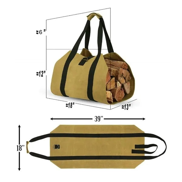 Outdoor Firewood Tote Bag - Portable Handheld Logging
