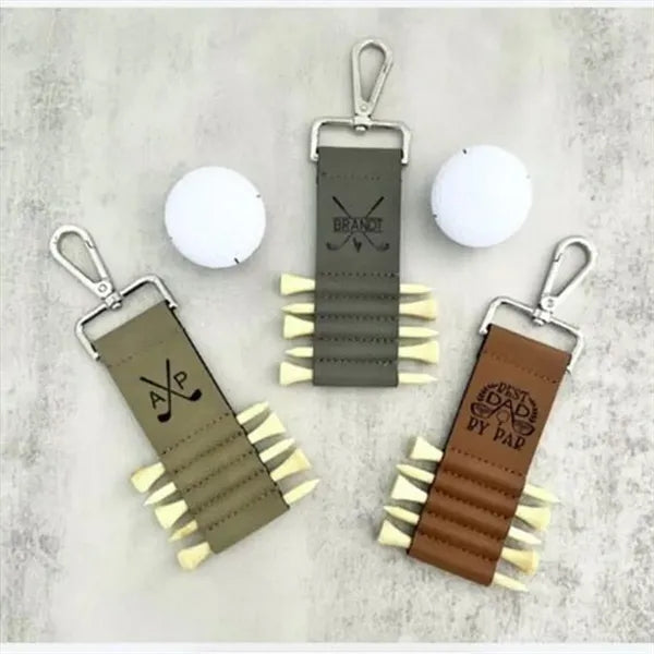 Golf Tee Storage Leather Case With Hook
