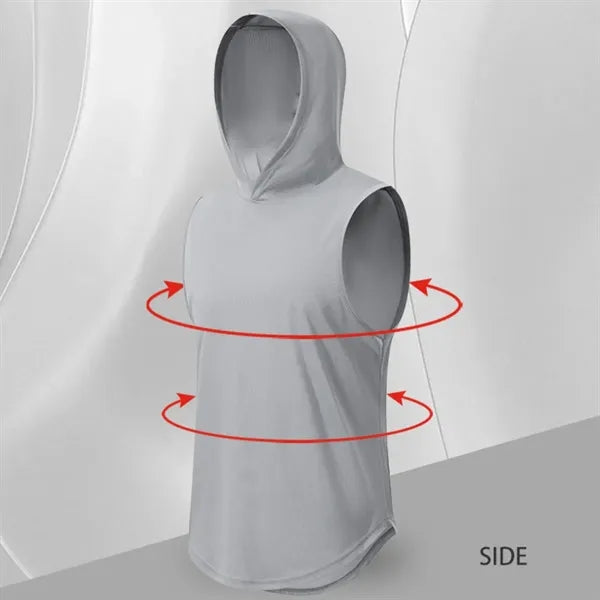 Men's quick dry fitness running gym hoodies hooded tank tops