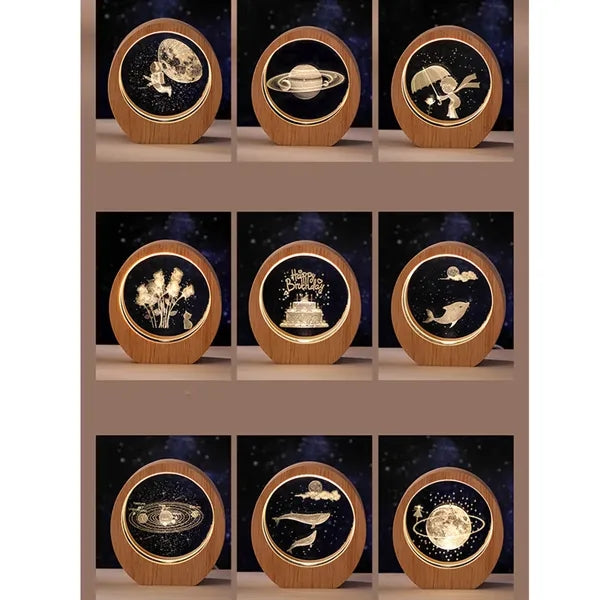 3D Engraved Glass Globe Night Light
