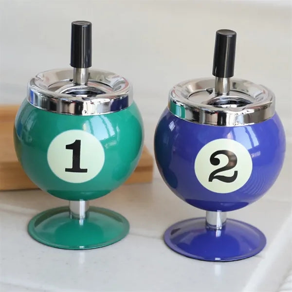 Collectible Aluminum Pool Billiard Ball Ashtray wit