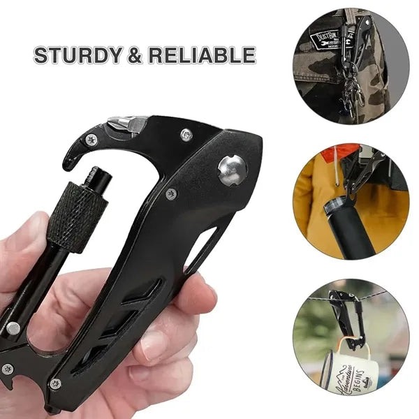 Camping hiking foldable pocket knife multitool carabiner