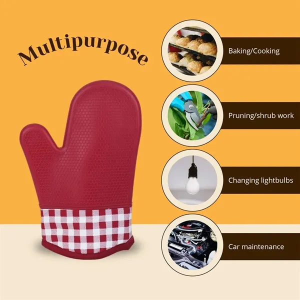 Heat resistant durable grilling kitchen silicone oven mitts
