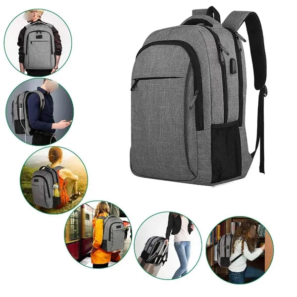 Computer Laptop Backpack with USB Port and Trolley Sleeve
