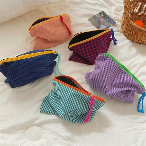 Travel holiday zipper cotton colored toiletry makeup bag