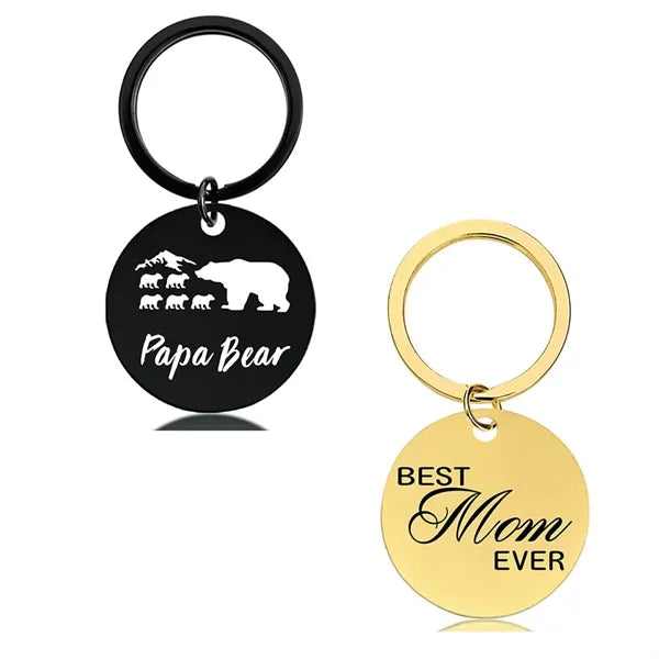 Anniversary mom dad gifts dog tag custom text logo keychain