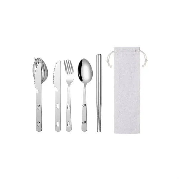 Stackable 4 in 1 Stainless Steel Flatware Set W/Storage Bag