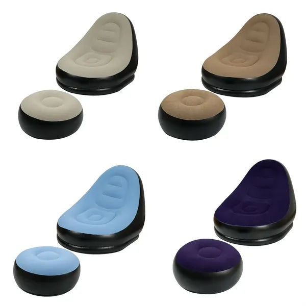 Inflatable Sofa Chair With Foot Stool Flocking Lazy Couch