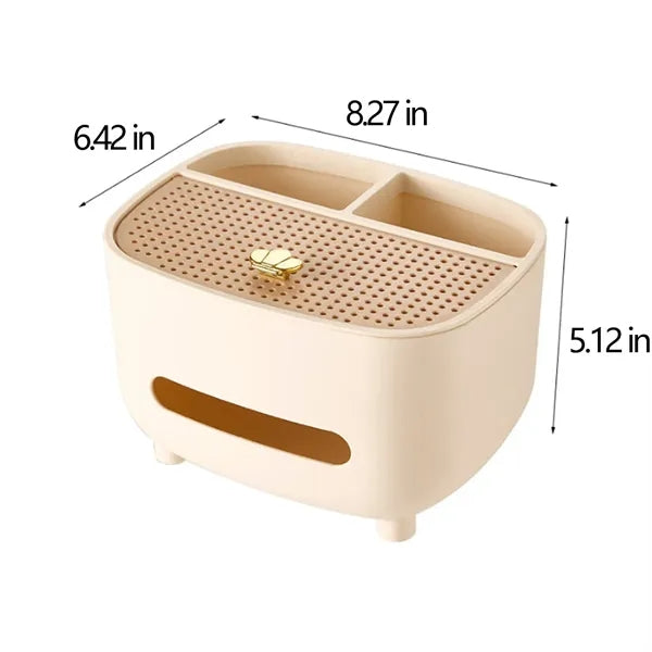 Dual Storage Minimalist Anti-Slip Base Tissue Box Organizer