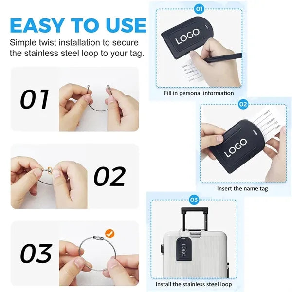 Privacy Cover ID Labels PU Leather Luggage Tags