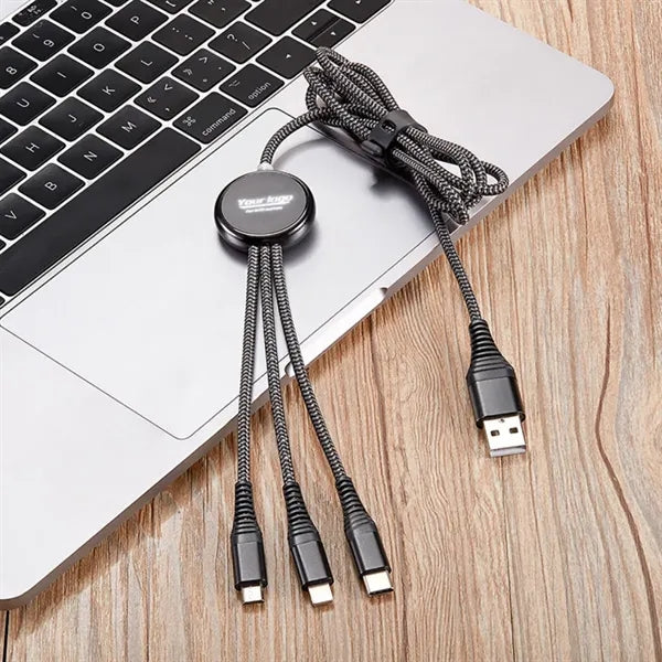 3-in-1 Braided Charging Cable with Light-Up Logo