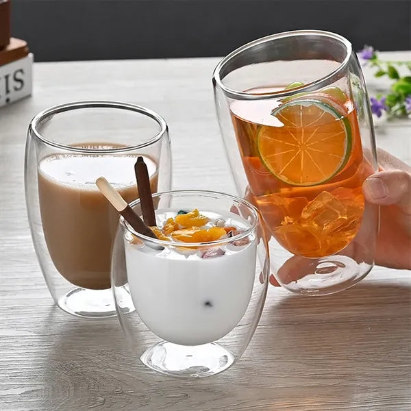 Insulated Double Wall Tumblers Glass Espresso Mugs Cups