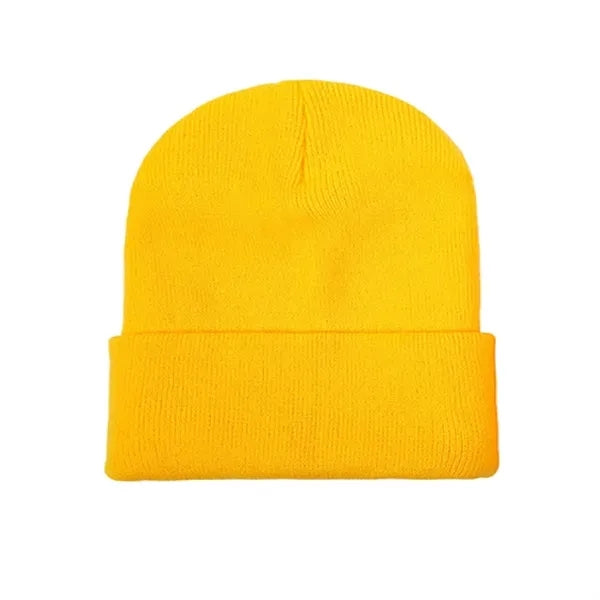 Solid Color Embroidered Knit Unisex Ski Beanie