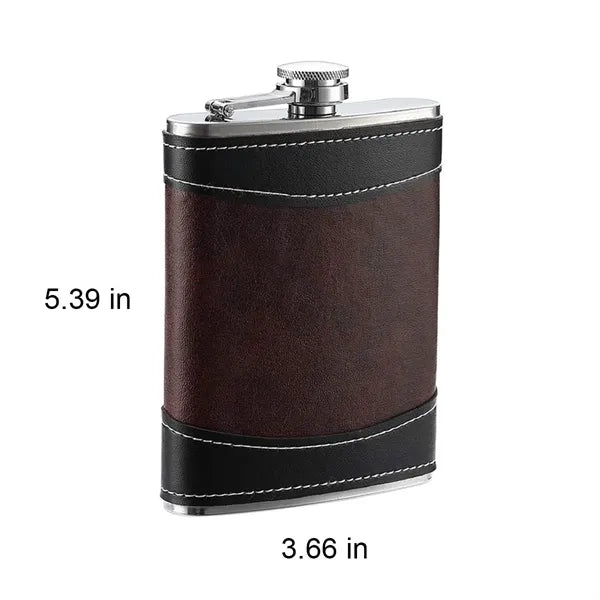 8 OZ Stainless Steel Portable Flat Wine Flask With Funnel