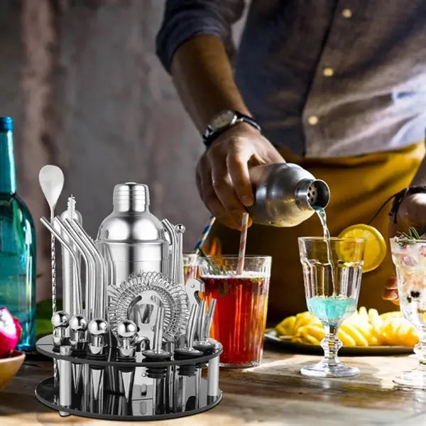 34 in 1 Premium Stainless Steel Cocktail Shaker Set W/ Stand