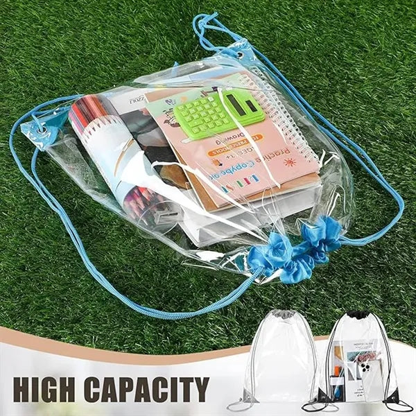 Portable PVC Clear Drawstring Backpack 13''x17'' MOQ100PCS