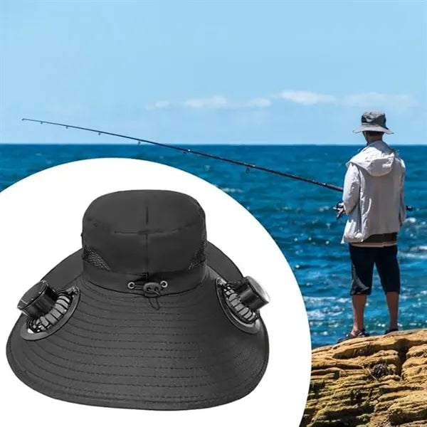Wide Brim Solar-Powered Fan Hat