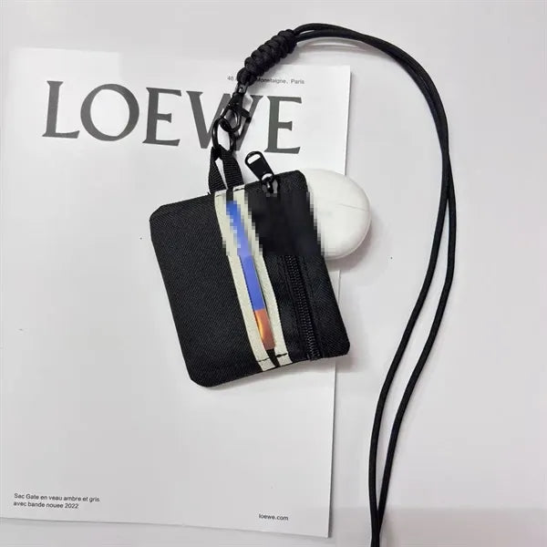 Waterproof Mini Oxford Zipper Wallet with Detachable Lanyard