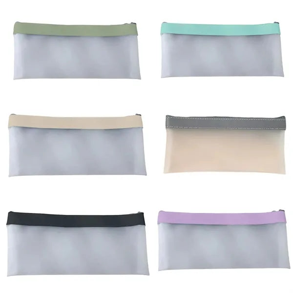 Transparent Matte Pencil Case With Zipper For Storage