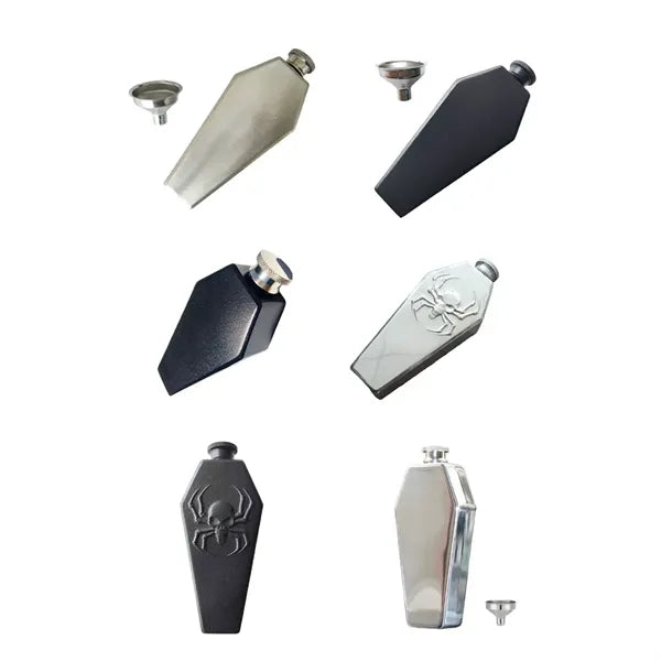 3.4oz Leakproof Matte Stainless Steel Gothic Coffin Flask