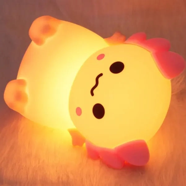 Pink Axolotl Silicone Night Light for Kids USB Rechargeable