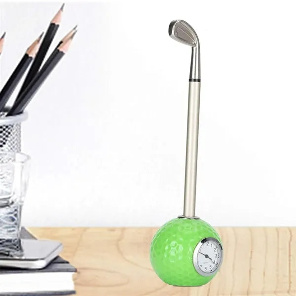 Executive Golf Club Pen & Desk Clock Set
