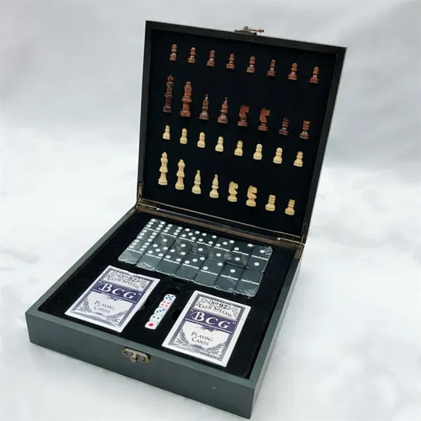 Deluxe Multi-Game Chess & Dominoes Set with Cards