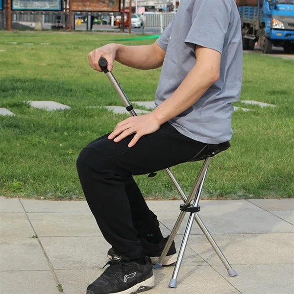Portable Folding Cane with Integrated Seat