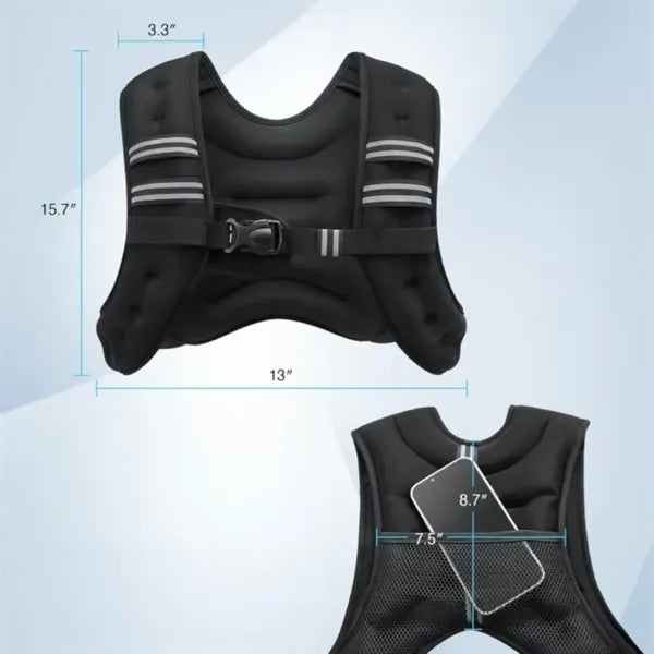 Black Weighted Vest with Reflective Stripes for Workout